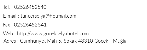Selya Apart Hotel telefon numaralar, faks, e-mail, posta adresi ve iletiim bilgileri